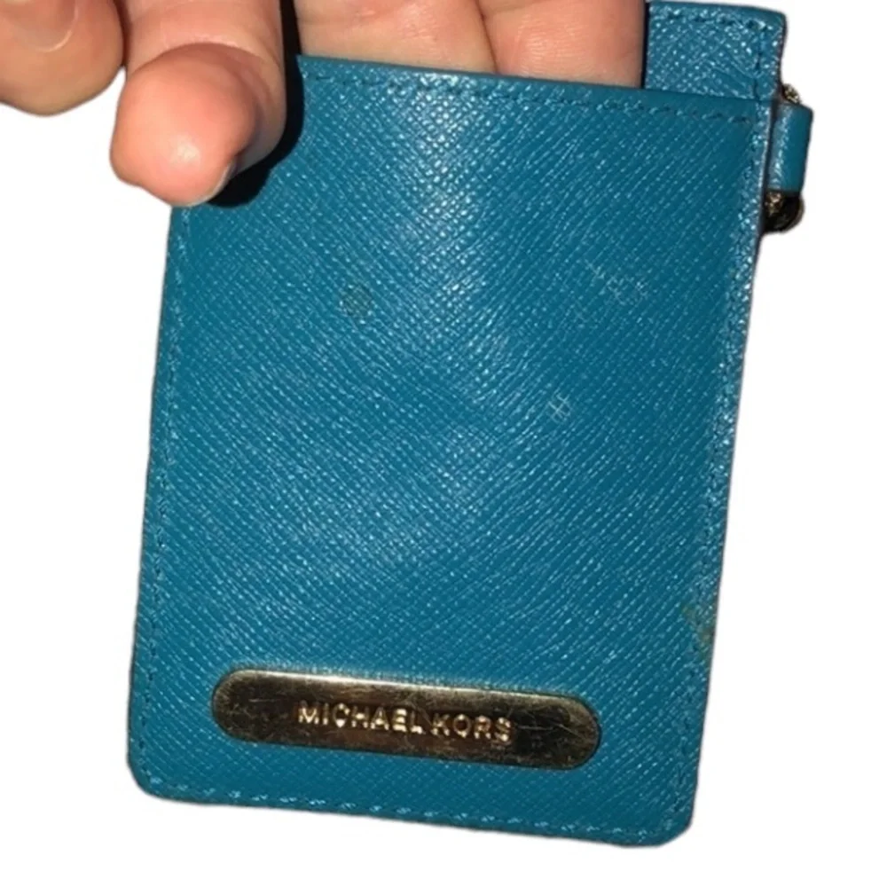 Micheal Kors  aqua blue wristlet ID card case like new